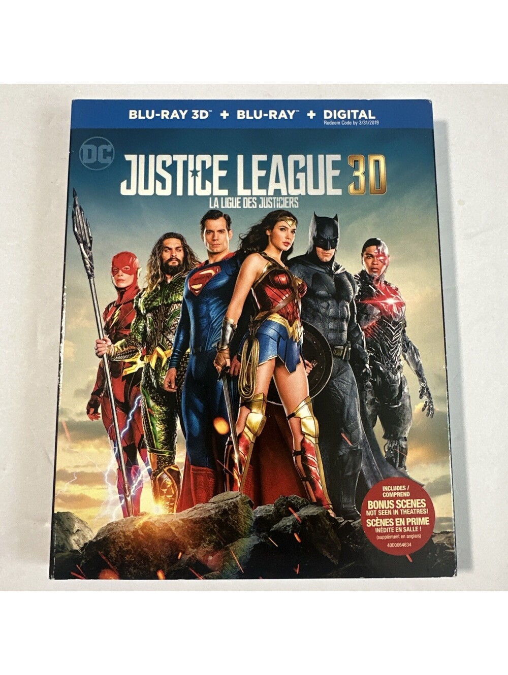 Justice League 3D Blu-ray + Blu-ray 2017 w/ Slipcover DC Batman Superman